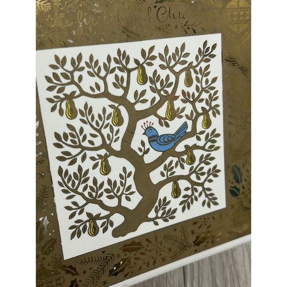 VTG MCM Berggren Tile Trivet First Day of Christmas Partridge Pear Tree Gold - Picture 4 of 8